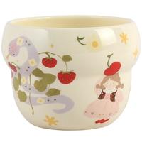 蓝莲花蓝莲花蛇年杯子好看的陶瓷咖啡手握杯女士高颜值家用马克杯拿铁杯 花花蛇葫芦手握杯 1个