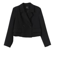 德玛纳 dme【通勤轻奢西装外套】春秋戗驳领双排扣西服外套女短款