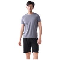 范迪慕运动T恤男女透气速干衣训练跑步服款短袖圆领衫 灰色男 L