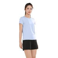 范迪慕运动T恤男女透气速干衣训练跑步服款短袖圆领衫 浅紫女XL 浅紫色 女士速干T恤