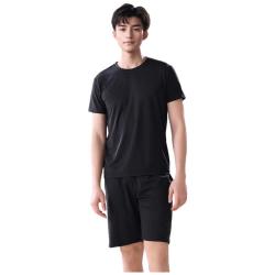 范迪慕 运动T恤女透气速干衣训练跑步服款短袖圆领衫 黑色 2XL 黑色 男士速干T恤