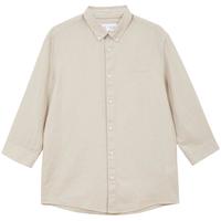 杰克·琼斯（JACK&JONES）男装衣服春秋款男士衬衫翻领百搭纽扣刺绣上衣棉麻七分袖衬衫男款 C45 岩石色 常规 S 170