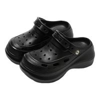 朴西厚底洞洞鞋女款夏季2025沙滩防滑防臭踩屎感包头凉鞋女外穿 烟墨黑【吐司瑞士卷】 39-40