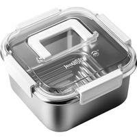 米膳葆保鲜盒收纳盒露营野餐316不锈钢冰箱冷藏密封水果带饭餐盒便当盒 抗菌316钢-2200ml