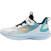 鸿星尔克儿童鞋男童鞋女童青少年中大童休闲跑鞋夏天大网眼透气儿童运动鞋 微晶白/玉石青 34