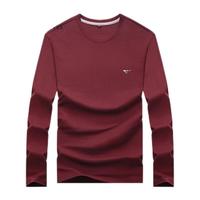 七匹狼长袖T恤男春季5A抗菌面料莫代尔圆领长T男士修身显瘦打底衫男装 403(枣红) M 165/84A 165/84A(M)