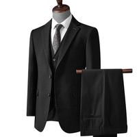 杉杉西服套装男士四季修身职业正装西装商务伴郎新郎服结婚礼服男装 黑色【含马甲】 175/92A(48)