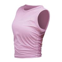 爱暇步瑜伽服女上衣 春夏显瘦瑜伽背心跑步速干运动t恤普拉提训练服 雅粉/条纹裸感 无胸垫 L