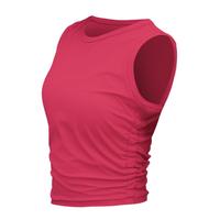 爱暇步瑜伽服女上衣 春夏显瘦瑜伽背心跑步速干运动t恤普拉提训练服 红玫/条纹裸感 无胸垫 M