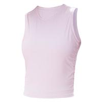 爱暇步瑜伽服女上衣 春夏显瘦瑜伽背心跑步速干运动t恤普拉提训练服 樱花粉/条纹裸感 无胸垫 S