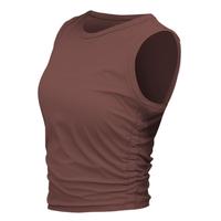 爱暇步瑜伽服女上衣 春夏显瘦瑜伽背心跑步速干运动t恤普拉提训练服 咖啡色/条纹裸感 无胸垫 L