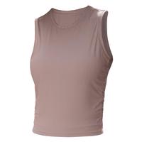 爱暇步瑜伽服女上衣 春夏显瘦瑜伽背心跑步速干运动t恤普拉提训练服 冰咖/条纹裸感 无胸垫 XL