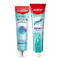 Colgate高露洁每日光泽劲白晶透美白牙膏口腔护理清新口气170*1+160*1