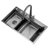 华帝(VATTI)水槽大单槽飞雨瀑布厨房水槽洗菜盆一体盆304不锈钢S7