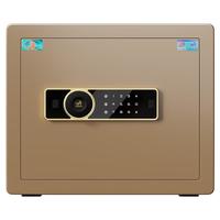 虎牌保险柜家用隐形小型柜指纹密码办公保险箱全钢可入墙入衣柜 35型 咖啡金 密码款