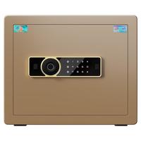 虎牌保险柜家用隐形小型柜指纹密码办公保险箱全钢可入墙入衣柜 35型 咖啡金 指纹密码款