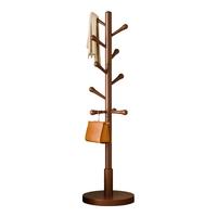 家逸实木衣帽架卧室衣架落地简约挂衣架办公室置衣架客厅晾衣服架子 玉珠款【胡桃色】特粗