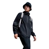 探路者 单层冲锋衣外套户外徒步通勤防风雨 登山服 黑色男 M