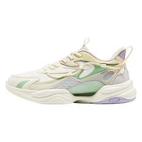 鸿星尔克女鞋运动鞋减震透气软底轻便防滑耐磨休闲鞋百搭老爹鞋潮流慢跑鞋 橡芽白/云雾灰 38