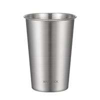 美厨（maxcook）304不锈钢水杯 啤酒杯防摔果汁杯冷饮杯泡茶杯口杯500ml MCB3758 304不锈钢水杯单只 500ml