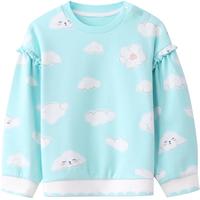 安奈儿（Annil）童装女童圆领长袖卫衣秋季 蓝云花 90 