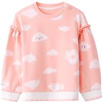 安奈儿(Annil)童装女童圆领长袖卫衣秋季 粉云花 90