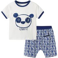 优贝宜【直降20】儿童短袖套装卡通两件套宝宝夏装童装男女童衣服薄款 82822#熊猫 130cm