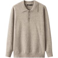 gxgjeans 美式卡其色花纱简约POLO领线衫毛衣