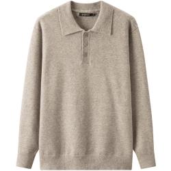 gxgjeans 美式卡其色花纱简约POLO领线衫毛衣