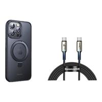 倍思 苹果15ProMax磁吸支架手机壳+苹果15全系PD快充线 适用iPhone15ProMax快充保护套装 【15ProMax套装】快充线+支点壳