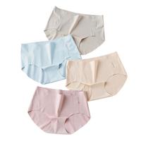 浪莎内裤女冰丝一片式中高腰三角短裤纯棉抑菌底裆薄款透气女士内裤 L