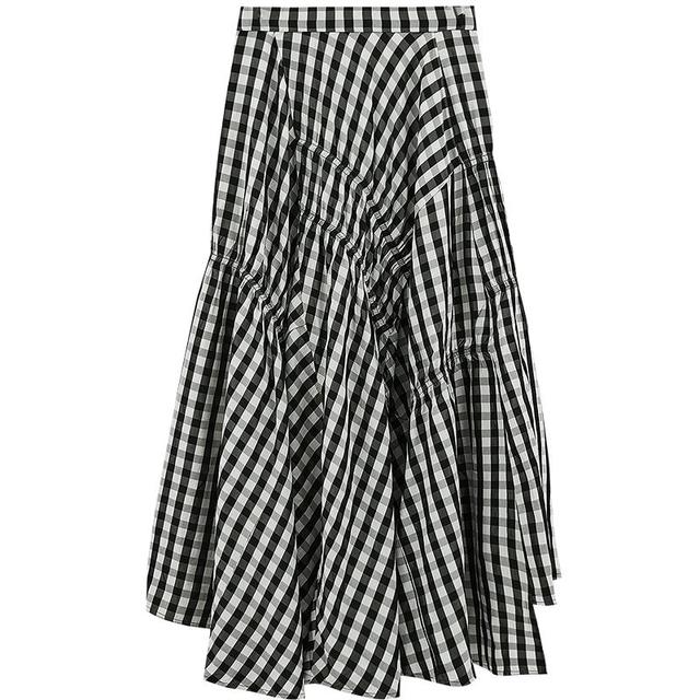 MOUSSY 女装文艺感不规则格纹半身裙028ISA30-3021 165花纹灰色 S