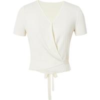 红袖chic针织衫夏季2024女装后腰镂空围裹式V领设计感小衫上衣 米白004 S