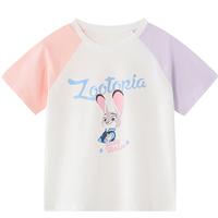 迪士尼（Disney）儿童男女童插肩袖短袖t恤男童短袖t恤2025夏季时尚半袖上衣 粉紫 140 cm