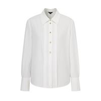 【前襟压褶】简洁翻领衬衫金属扣长袖通勤上衣女春季