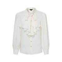 【飘带领】法式荷叶领优雅浪漫压褶长袖衬衫女春季