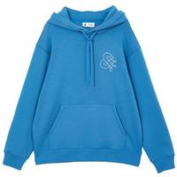 杰克·琼斯（JACK&JONES）冬季百搭潮抽绳连帽胸前字母刺绣长袖宽松加绒卫衣男装223133050 深海蓝 S