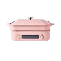 BRUNO二代多功能锅 家用电火锅蒸煮炒一体机 不沾煎烤料理锅5L BOE123樱花粉色
