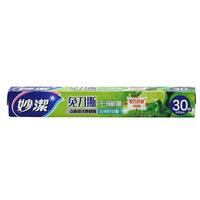 妙洁(MIAOJIE) 免刀撕PE保鲜膜 一次性点断式保鲜膜 食品用冰箱微波炉适用手撕式 30厘米*30米一盒