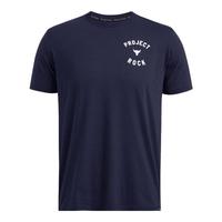 安德玛（UNDERARMOUR） Project Rock强森男子罗纹运动休闲短袖T恤1386878 藏蓝色410 S