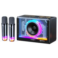 好牧人无线蓝牙音箱k歌麦克风话筒音响一体家庭ktv音响套装户外家用电竞桌面唱歌带声卡 【发烧级极光桌搭音响】双麦K歌