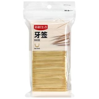 新鲜生活一次性牙签900支袋装竹制双头剔牙棒便携家用水果签小吃签 【牙签袋装】*900支