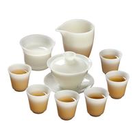 MULTIPOTENT整套功夫茶具套装高端冰种玉瓷青白玉10头铃铛杯套组