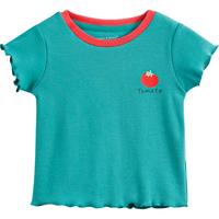 马克珍妮 marc & janie女童弹力针织撞色边短袖T恤儿童上衣宝宝夏装童装230876 孔雀绿【230876】 80 身高73-80cm