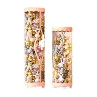 聚可爱升级拉链款毛绒娃娃收纳桶玩偶公仔收纳透明盒儿童玩具收纳筒 粉色120cm拉链款【花环底座】