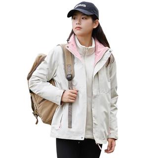 浪莎冲锋衣女三合一可拆卸2025外套小个子防风城市户外登山服夹克 暖白/珊瑚粉【三合一可拆卸】 2XL【131-140斤】
