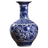 景德镇陶瓷器花瓶仿古青花瓷插花器新中式家居客厅饰品摆件艺术