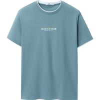 HLA海澜之家短袖T恤男冰爽棉凉感字母印花短袖男夏季HNTBJ2Y030A L 175/92A(50)137~150斤 蓝灰(32)