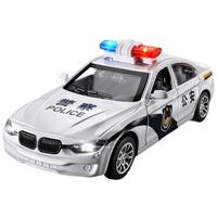 妈宝孖宝儿童宝马警车合金玩具仿真汽车模型3岁6男孩回力2025