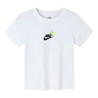 NIKE 耐克童装男童短袖T恤夏季透气排汗儿童印花休闲短T上衣 纯白色